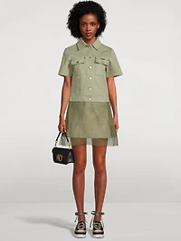 Double-Layered Denim Shirt Dress