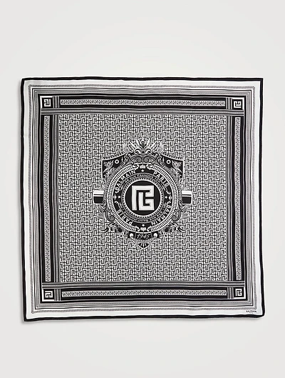 Silk Monogram Crest Scarf