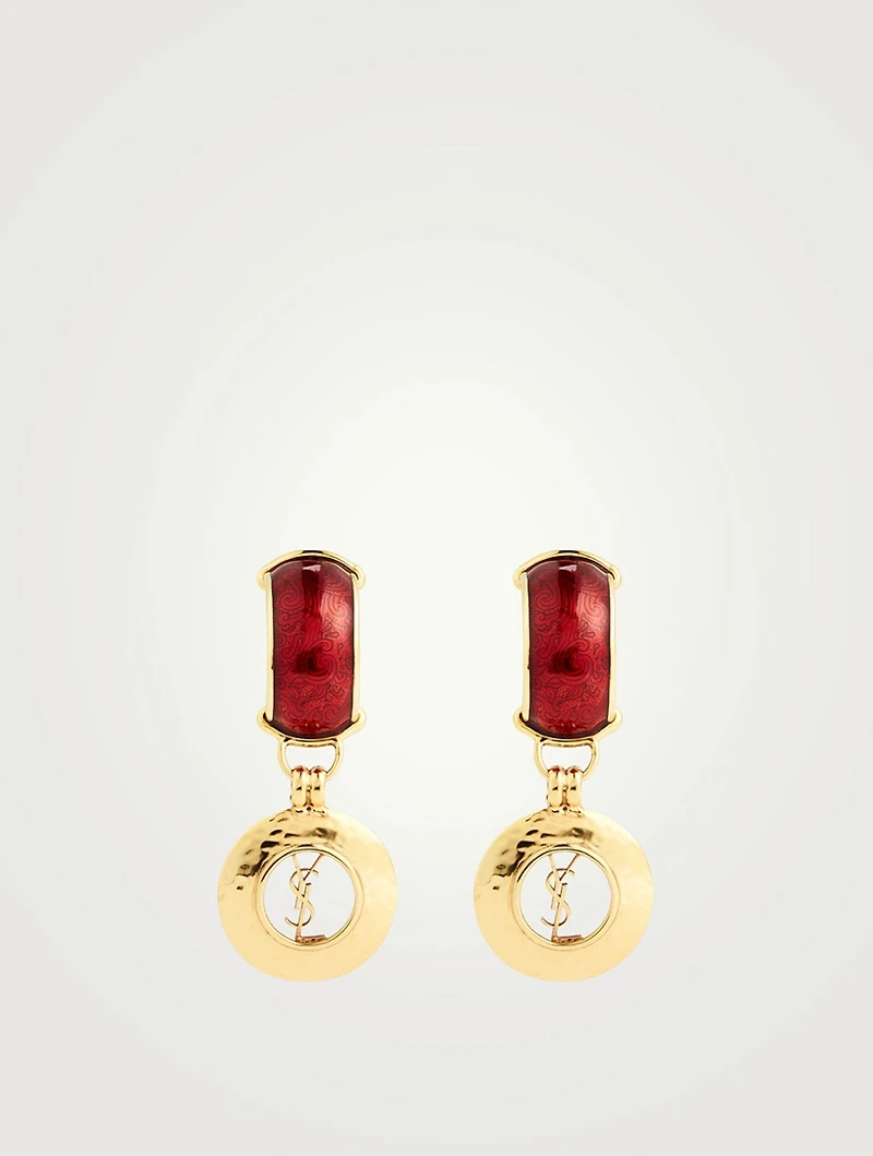 YSL Monogram Circle Drop Earrings
