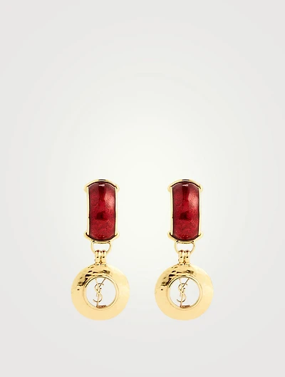 YSL Monogram Circle Drop Earrings