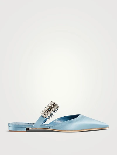 Lutaraflat Satin Mules With Crystal Strap