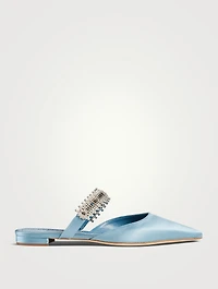 Lutaraflat Satin Mules With Crystal Strap