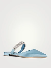 Lutaraflat Satin Mules With Crystal Strap