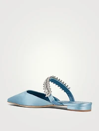 Lutaraflat Satin Mules With Crystal Strap