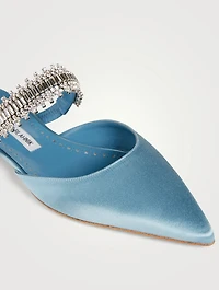 Lutaraflat Satin Mules With Crystal Strap