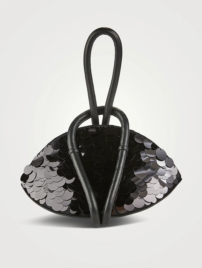 Knot Sequin Leather Clutch