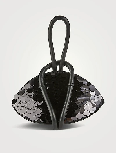 Knot Sequin Leather Clutch