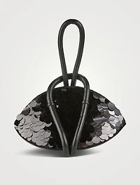 Knot Sequin Leather Clutch