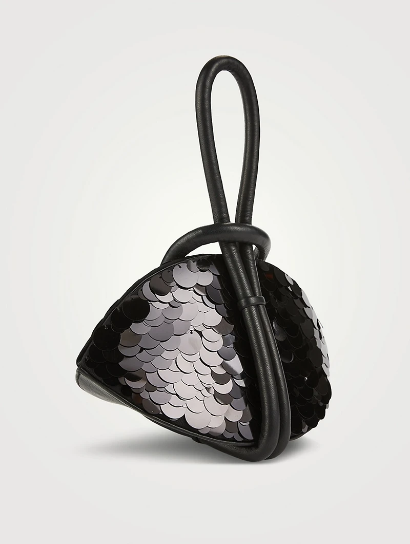 Knot Sequin Leather Clutch