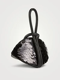 Knot Sequin Leather Clutch