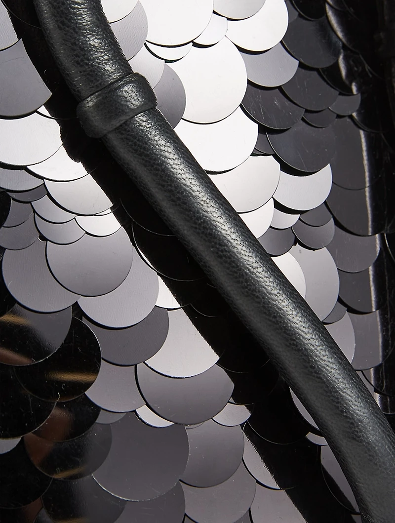 Knot Sequin Leather Clutch