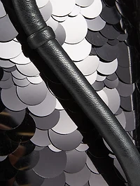 Knot Sequin Leather Clutch