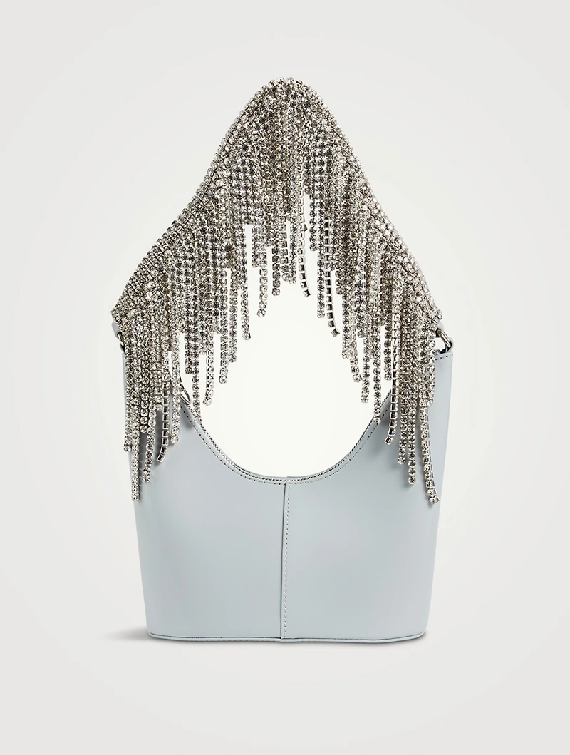 Crystal Fringe Bean Leather Bag