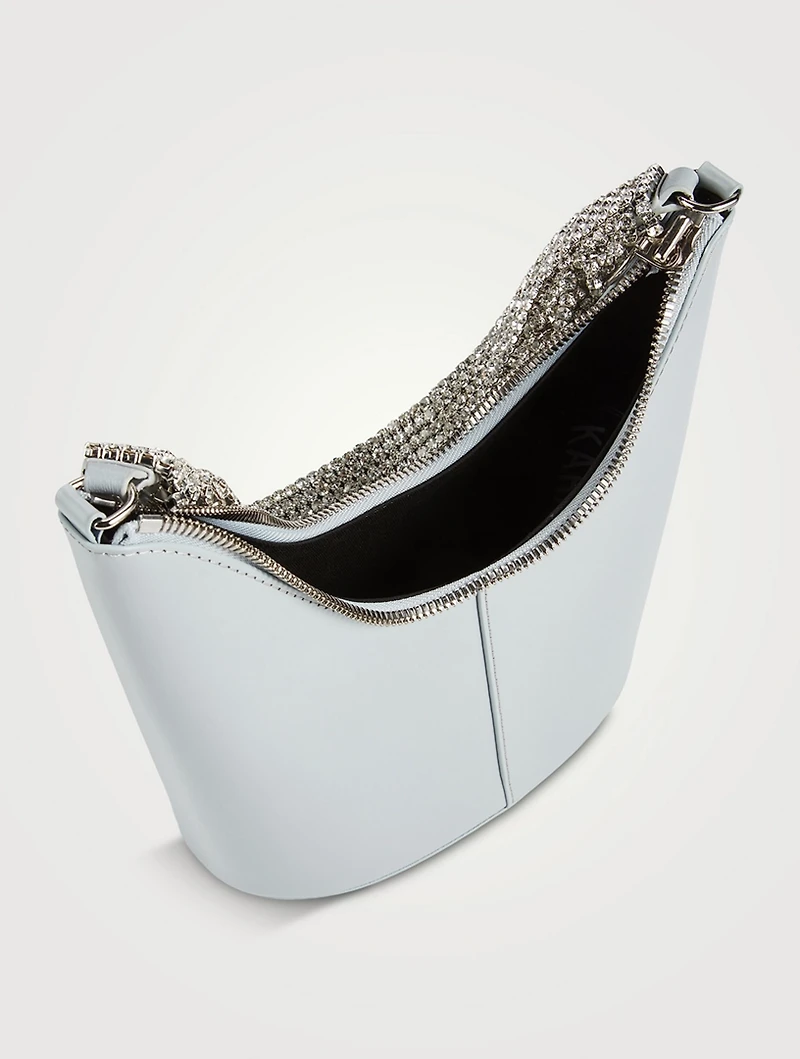 Crystal Fringe Bean Leather Bag