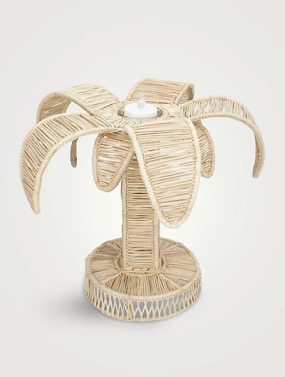 Set Of Two Nature Raffia Candle Holders