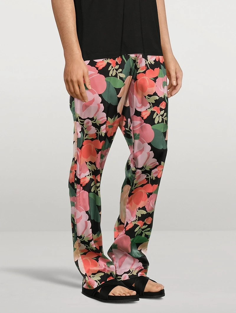 Silk Stretch Pajama Pants Floral Print