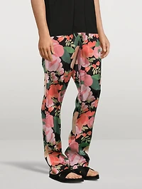 Silk Stretch Pajama Pants Floral Print