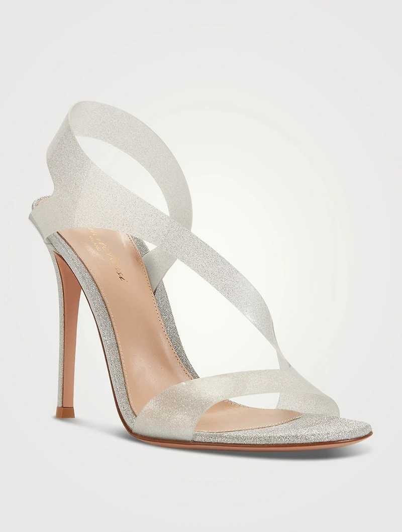 Metropolis 105 Glitter Plexi Slingback Sandals