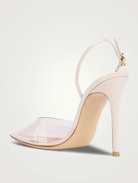 Ribbon d'Orsay Plexi And Leather Slingback Pumps