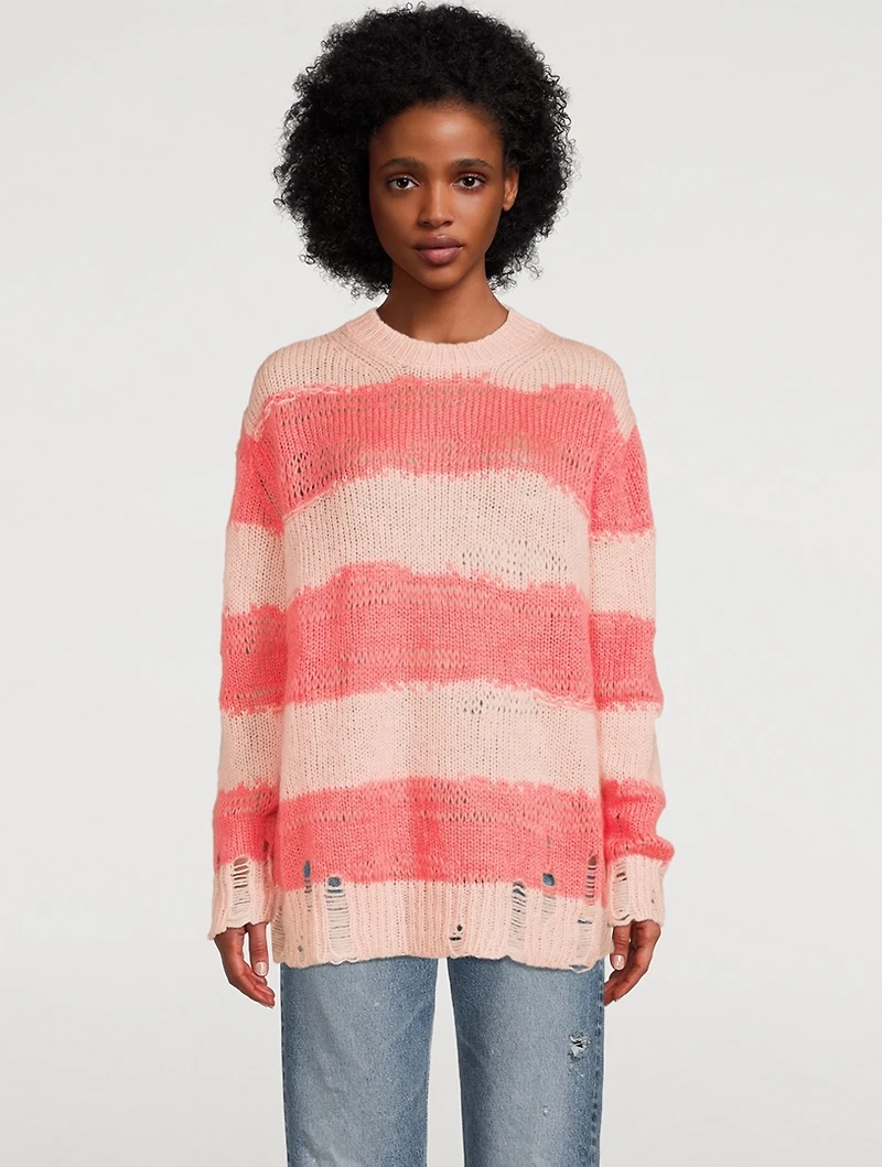 Mohair-Blend Distressed Sweater