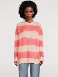 Mohair-Blend Distressed Sweater