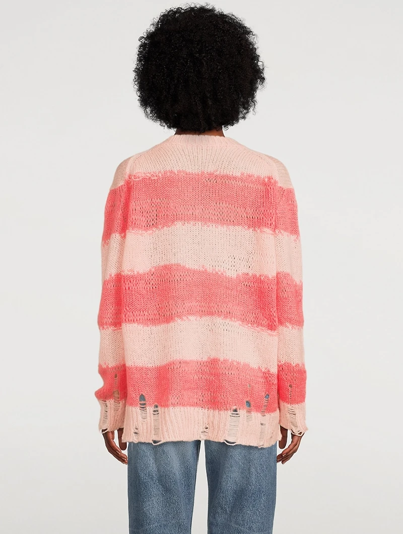 Mohair-Blend Distressed Sweater