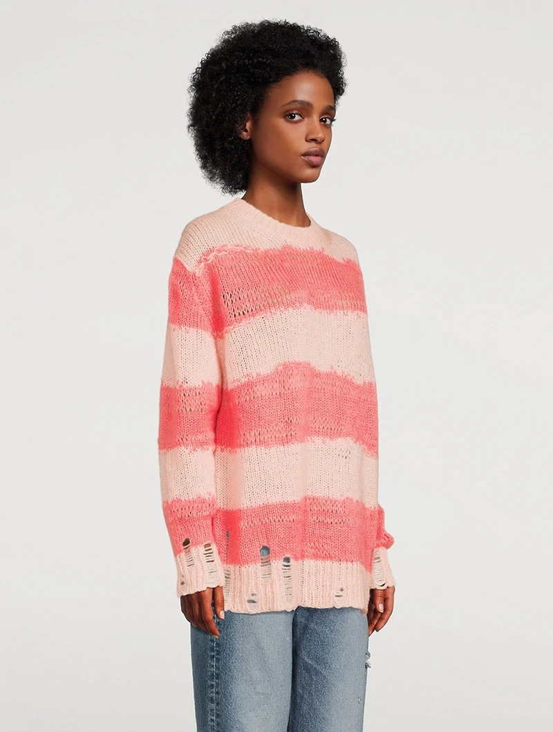 Mohair-Blend Distressed Sweater