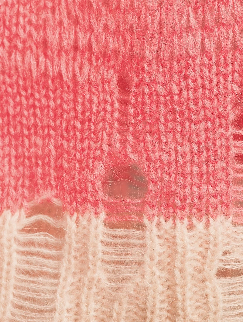 Mohair-Blend Distressed Sweater