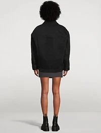 Hybrid Nylon And Denim Bomber Jacket