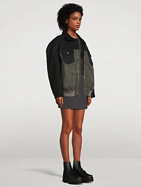 Hybrid Nylon And Denim Bomber Jacket