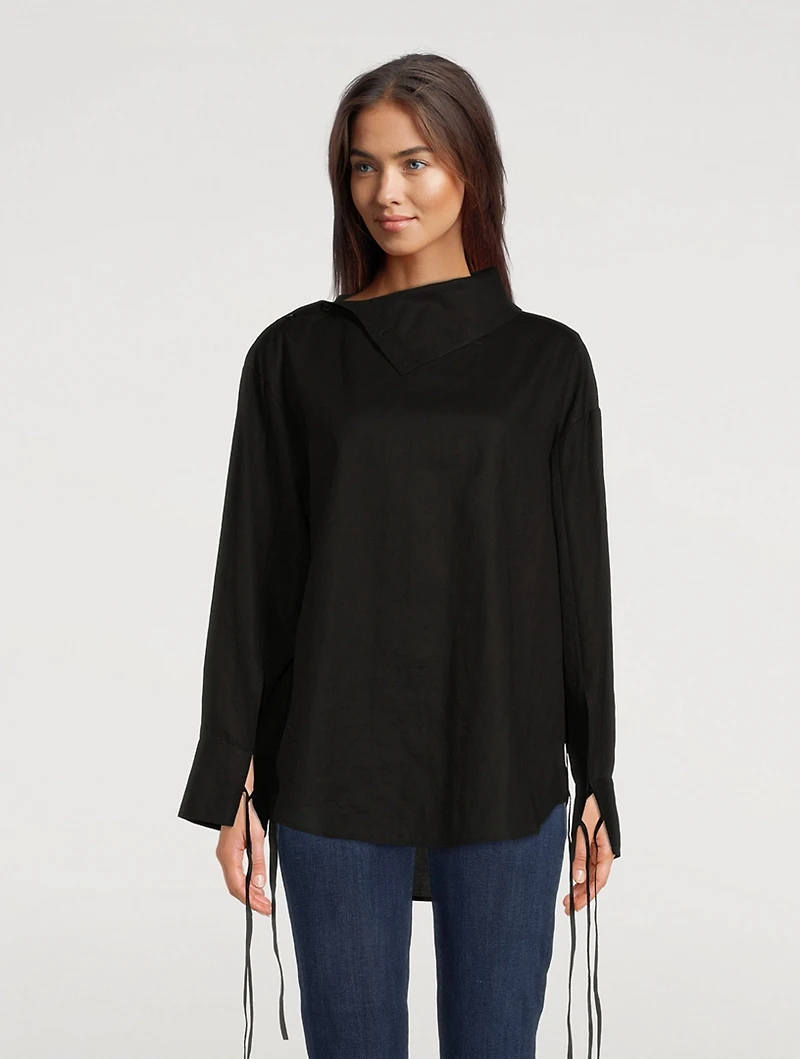 Ribbon Cotton Shirt