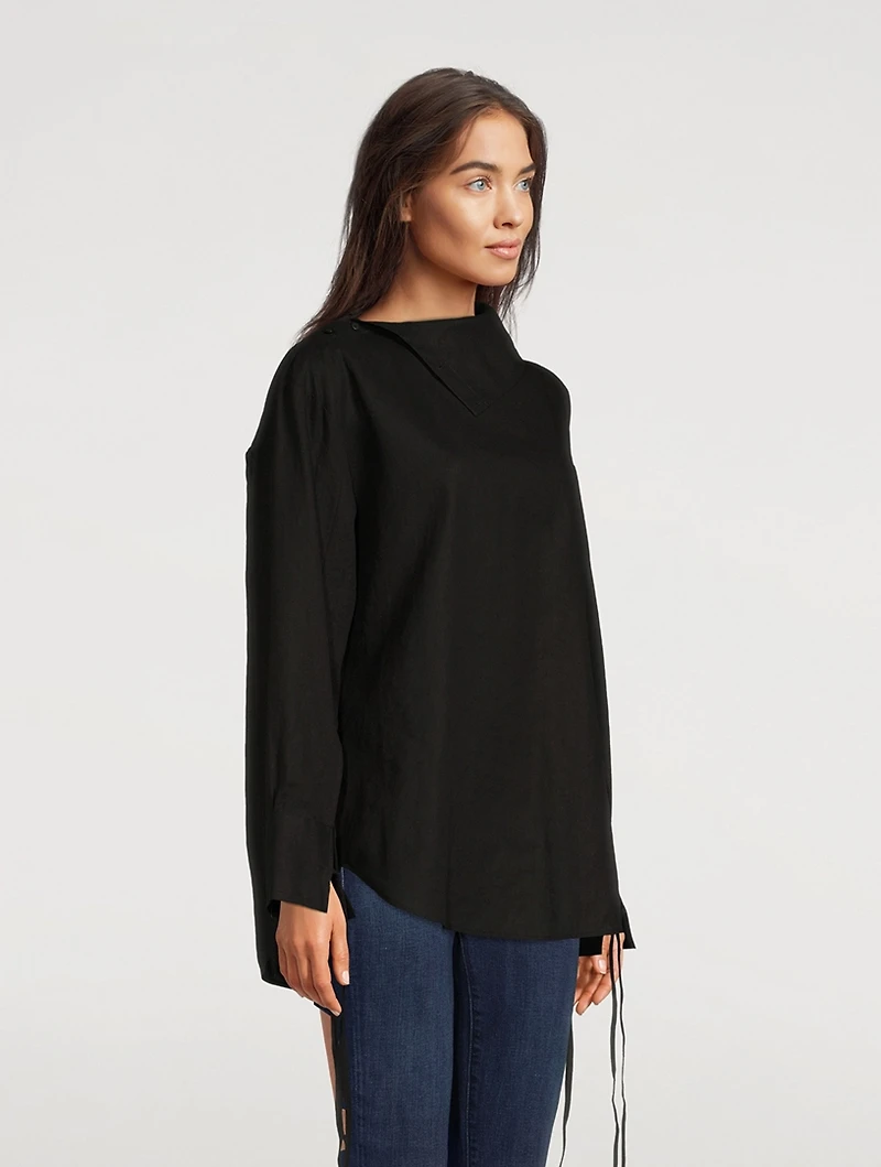 Ribbon Cotton Shirt