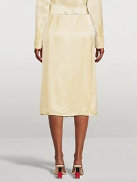 Light Satin Button-Up Slip Skirt