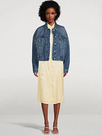 Light Satin Button-Up Slip Skirt
