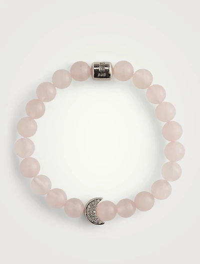Bohème Smooth Rose Quartz And Sterling Silver Bracelet With White Topaz