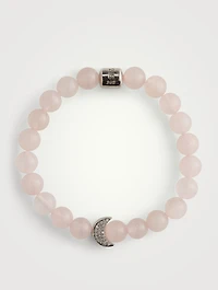 Bohème Smooth Rose Quartz And Sterling Silver Bracelet With White Topaz