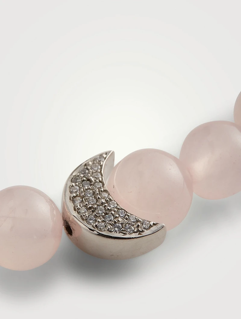 Bohème Smooth Rose Quartz And Sterling Silver Bracelet With White Topaz