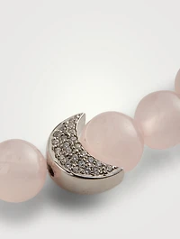 Bohème Smooth Rose Quartz And Sterling Silver Bracelet With White Topaz