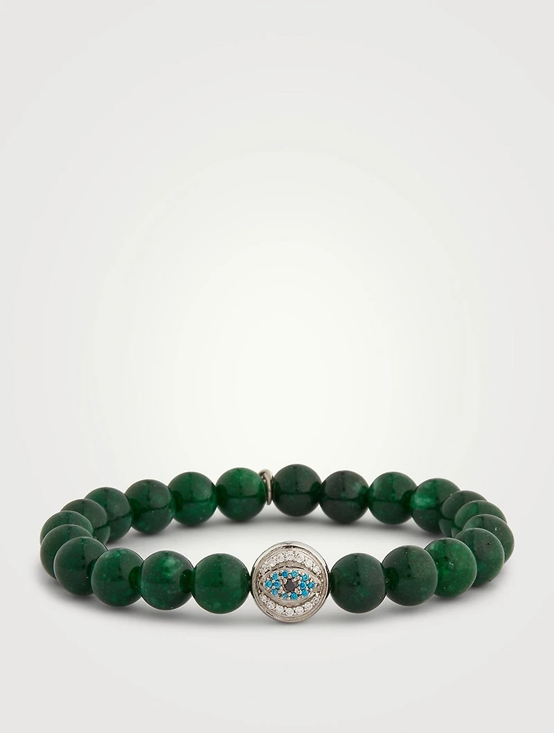 Bohème Silver Evil Eye Korean Jade Bracelet