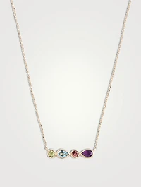 Classique 14k Gold Linéa Micro Bar Necklace With Tourmaline, Peridot, Amethyst And Topaz
