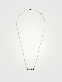 Classique 14k Gold Linéa Micro Bar Necklace With Tourmaline, Peridot, Amethyst And Topaz