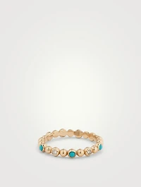 Dew Drop Étoile 14K Gold Ring With Diamonds And Turquoise