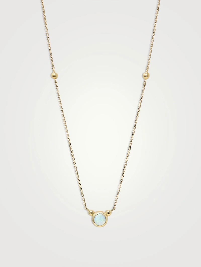 Bonheur 14K Gold Opal Birthstone Necklace