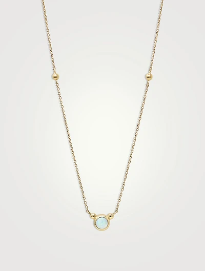 Bonheur 14K Gold Opal Birthstone Necklace