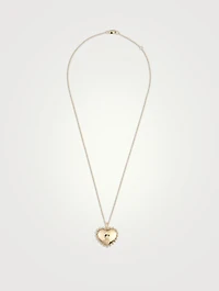 Dew Drop 14K Gold Mini Heart Locket Necklace With Diamond