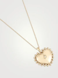 Dew Drop 14K Gold Mini Heart Locket Necklace With Diamond