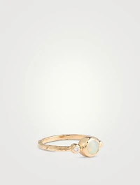 Dew Drop 14K Gold Bonheur Opal Ring With Diamond