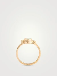 Dew Drop 14K Gold Bonheur Opal Ring With Diamond