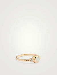 Dew Drop 14K Gold Bonheur Opal Ring With Diamond