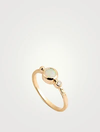 Dew Drop 14K Gold Bonheur Opal Ring With Diamond